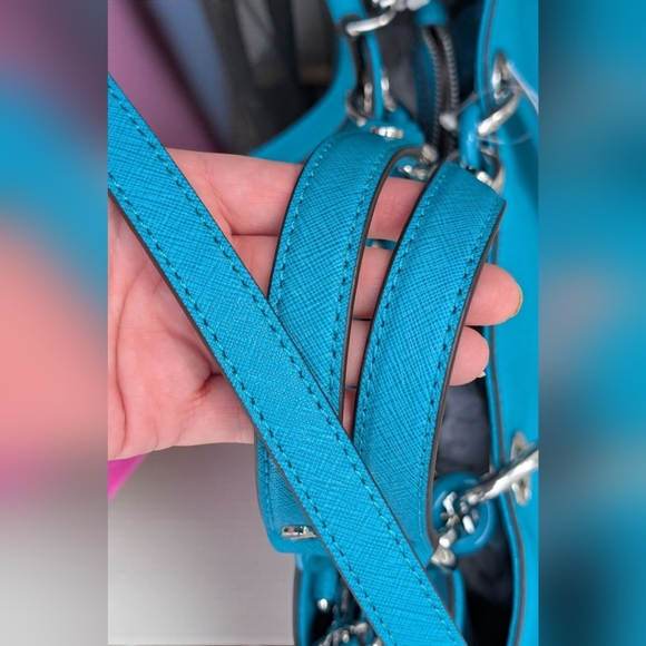 Michael Kors Cynthia Saffiano Leather Satchel  Title Blue (New) - Picture 11 of 15